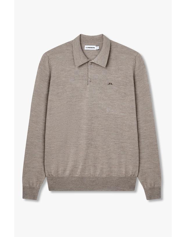 제이린드버그 [J.LINDEBERG] [Men Collection] 카이 니티드 메리노 폴로_멜란지 브라운 1526328502 착용컷
