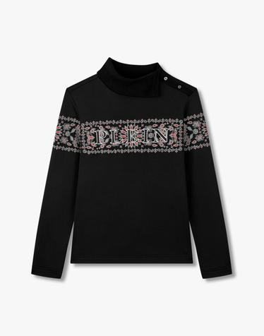 [PHILIPP PLEIN GOLF] [Women] 패턴 하이넥 플리스 롱 슬리브_블랙 PP44326512