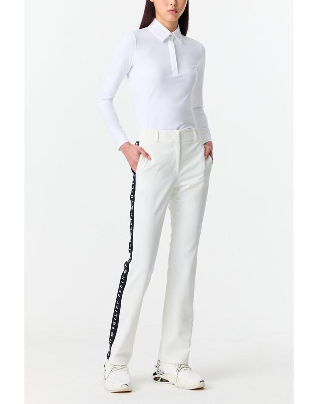 필립플레인골프 [PHILIPP PLEIN GOLF] [Women] 사이드 테이프 세미 부츠컷 팬츠_화이트 PP44140500 착용컷
