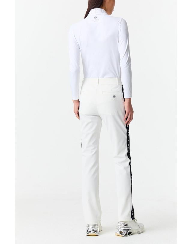 필립플레인골프 [PHILIPP PLEIN GOLF] [Women] 사이드 테이프 세미 부츠컷 팬츠_화이트 PP44140500 착용컷