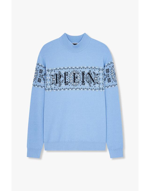 필립플레인골프 [PHILIPP PLEIN GOLF] [Men] 하이넥 스웨터_라이트 블루 PP14328517 착용컷