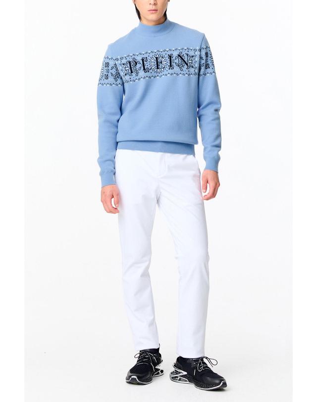 필립플레인골프 [PHILIPP PLEIN GOLF] [Men] 하이넥 스웨터_라이트 블루 PP14328517 착용컷