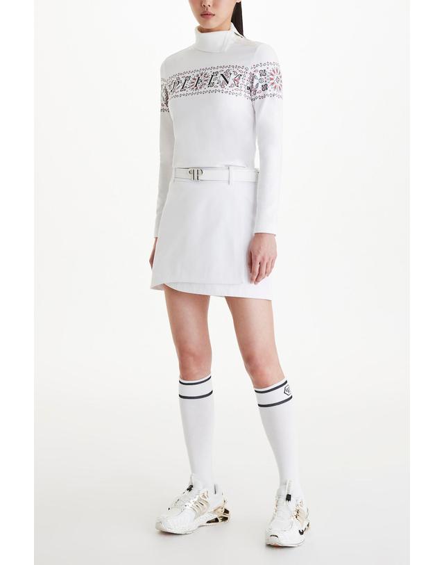 필립플레인골프 [PHILIPP PLEIN GOLF] [Women] 에센셜 스커트(white-embroidery logo)_화이트 PP44343500 착용컷