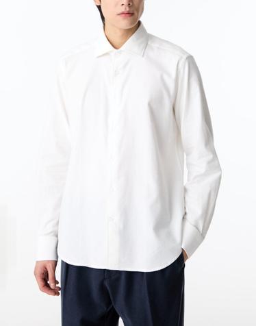 [MAN ON THE BOON] 와이드 카라 코튼 플란넬 셔츠_화이트 4714303001