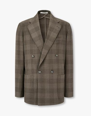 [MAN ON THE BOON] [TAGLIATORE] 울 블렌드 체크 더블 자켓 _다크 브라운 4716102606