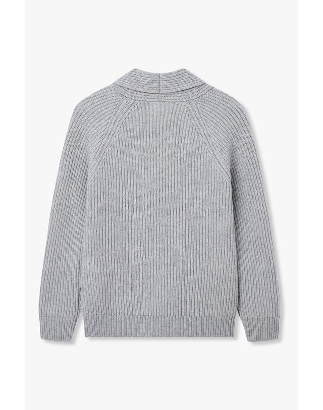 맨온더분 [MAN ON THE BOON] [GRAN SASSO] 숄카라 리브 울 가디건 _멜란지 그레이 4736313116 착용컷