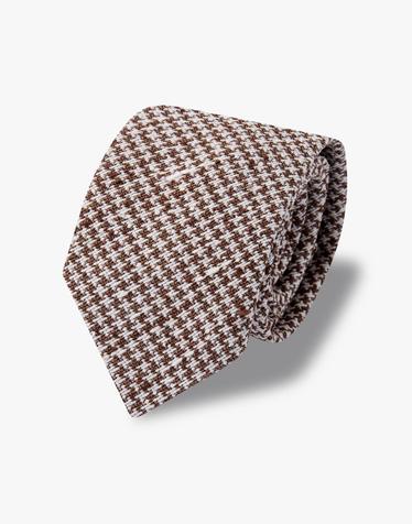 [LARDINI] 하운드투스 체크 실크 타이 _다크 브라운 1915138003