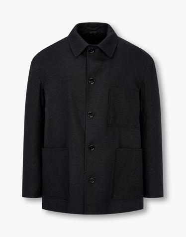 [LARDINI] 스퀘어 포켓 린넨 셔츠 자켓 _블랙 1915110002