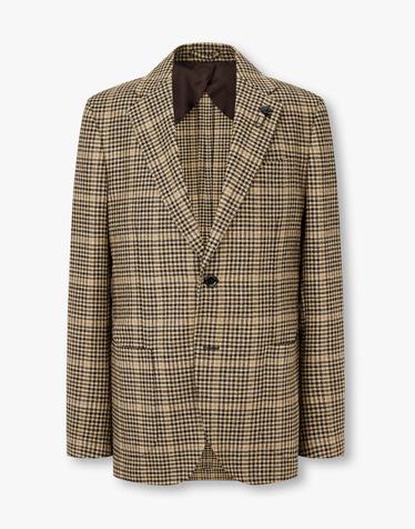 [LARDINI] 하운드투스 패턴 모던 싱글 자켓_다크베이지 1915302007