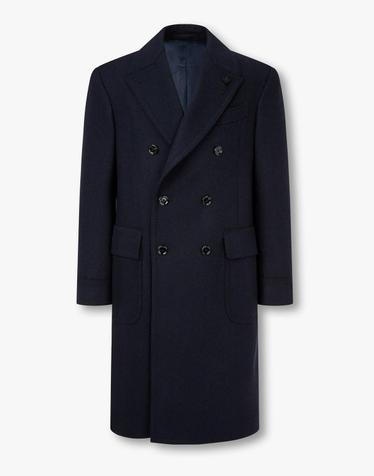 [LARDINI] 헤링본 턴업 커프스 더블 코트_네이비 1915308002