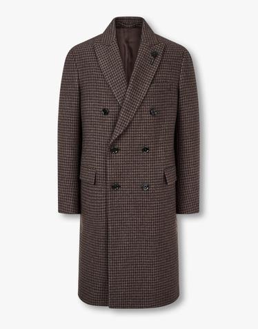 [LARDINI] 캐시미어 울 하운드투스 더블 코트_다크 브라운 1915308014