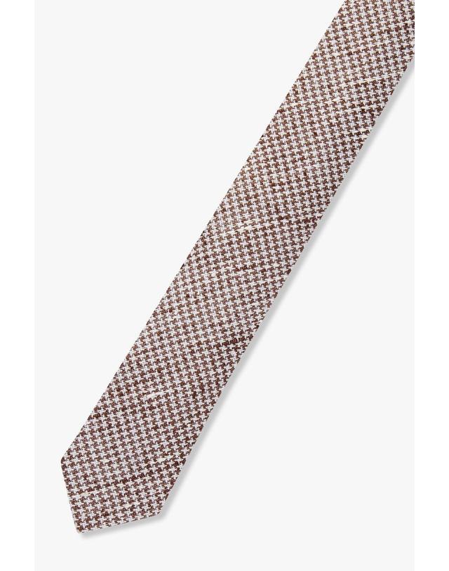 라르디니 [LARDINI] 하운드투스 체크 실크 타이 _다크 브라운 1915138003 착용컷