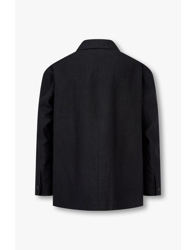 라르디니 [LARDINI] 스퀘어 포켓 린넨 셔츠 자켓 _블랙 1915110002 착용컷