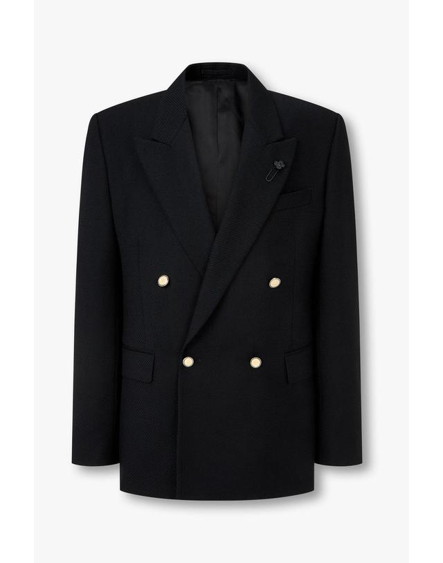 라르디니 [LARDINI] 피크트 라펠 클래식 더블 자켓_블랙 1915302005 착용컷
