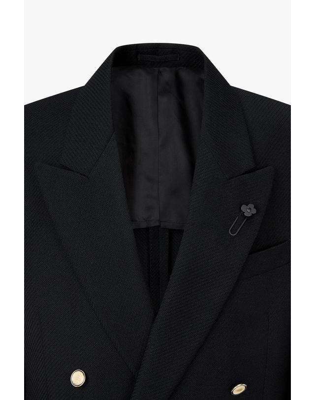 라르디니 [LARDINI] 피크트 라펠 클래식 더블 자켓_블랙 1915302005 착용컷