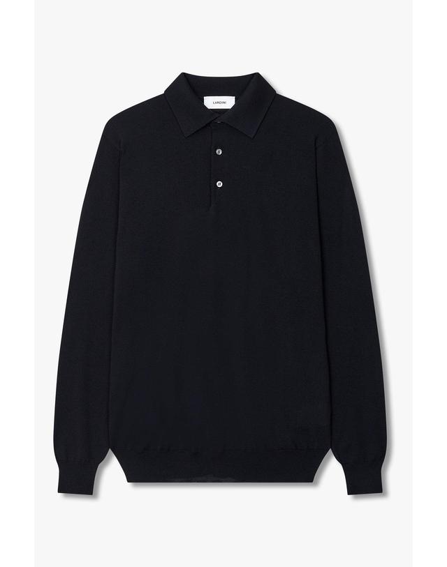 라르디니 [LARDINI] 베이직 울 폴로 니트 풀오버_네이비 1915328016 착용컷