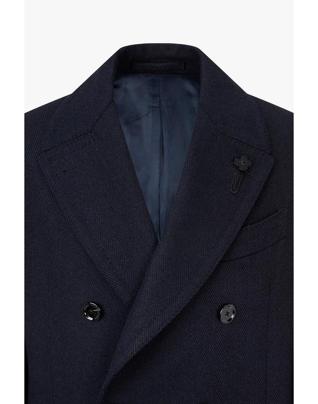 라르디니 [LARDINI] 헤링본 턴업 커프스 더블 코트_네이비 1915308002 착용컷