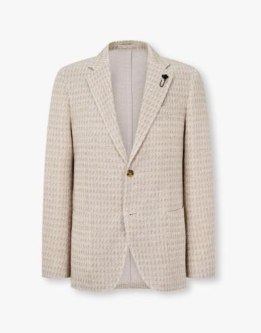 [LARDINI] 하운드투스 패턴 싱글 자켓_베이지 1916102104