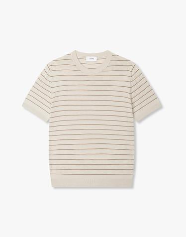 [LARDINI] 스트라이프 실크 니트 풀오버_베이지 1916128131