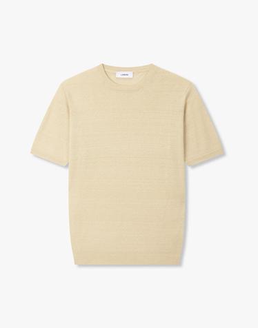 [LARDINI] 린넨 블렌드 숏 슬리브 니트_베이지 1916128128