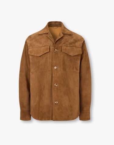 [LARDINI] 멀티 포켓 스웨이드 셔츠 자켓_카멜 1916110105