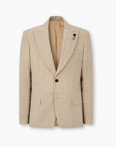 [LARDINI] 윈도우페인 피크트 라펠 자켓_옐로우쉬 베이지 1916102124