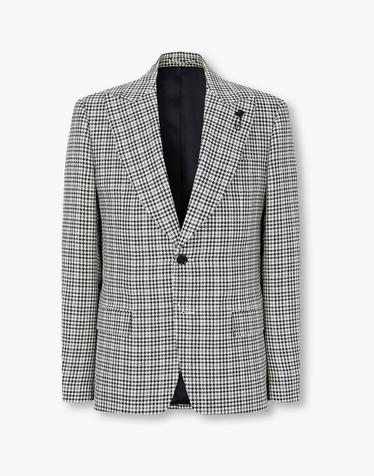 [LARDINI] 피크트 라펠 하운드투스 자켓_블랙 1916102117