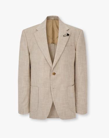[LARDINI] 울 블렌드 마이크로 체크 자켓_베이지 1916102207