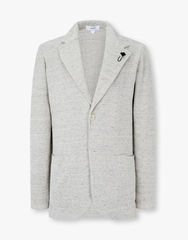 [LARDINI] 와이드 리브드 싱글 니트 자켓_멜란지 그레이 1916128109