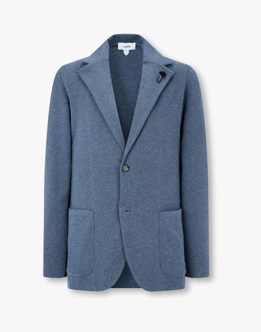 [LARDINI] 멜란지 솔리드 니트 자켓_블루 1916128107