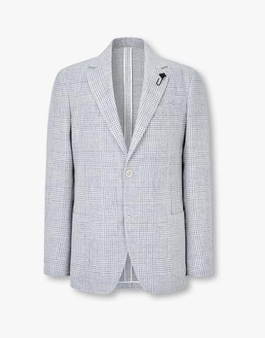 [LARDINI] 실크 블렌드 체크 자켓_블루 1916102126