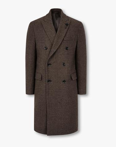 [LARDINI] 체크 클래식 더블 코트_브라운 1936308104