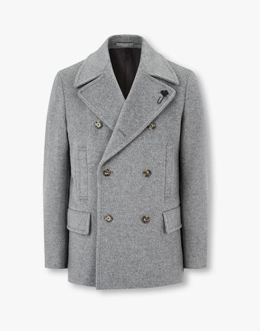 [LARDINI] 울 더블 피코트_그레이 1936308107