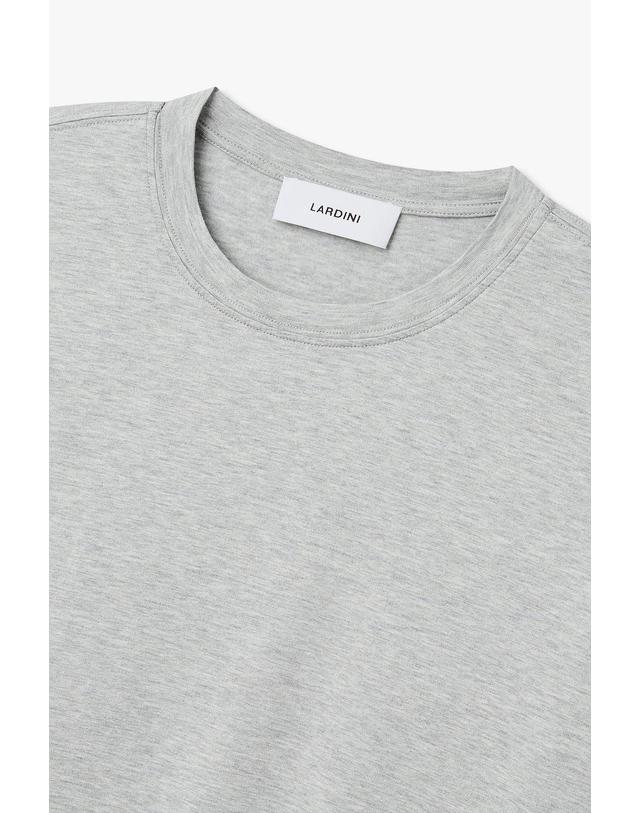 라르디니 [LARDINI] 실크 코튼 저지 티셔츠 멜란지 그레이 1916128133 착용컷
