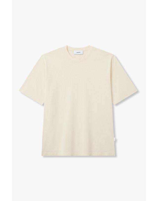라르디니 [LARDINI] 실크 코튼 저지 티셔츠 크림 1916128132 착용컷