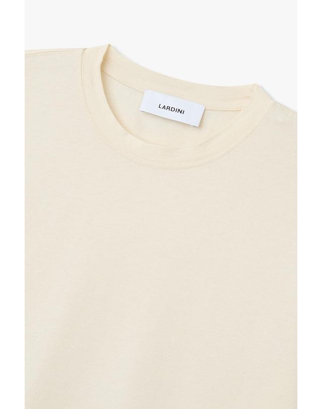 라르디니 [LARDINI] 실크 코튼 저지 티셔츠 크림 1916128132 착용컷