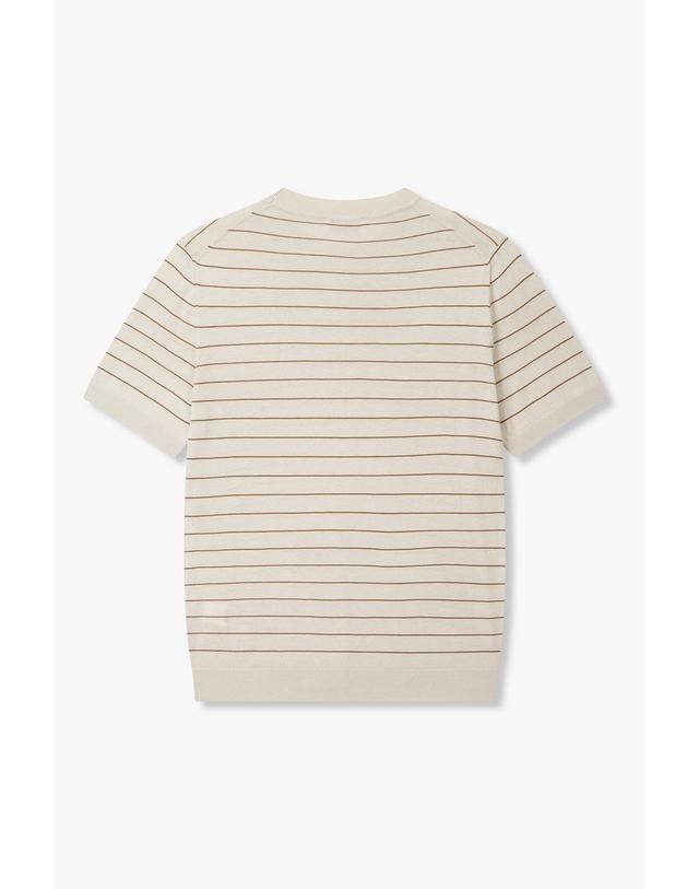 라르디니 [LARDINI] 스트라이프 실크 니트 풀오버_베이지 1916128131 착용컷