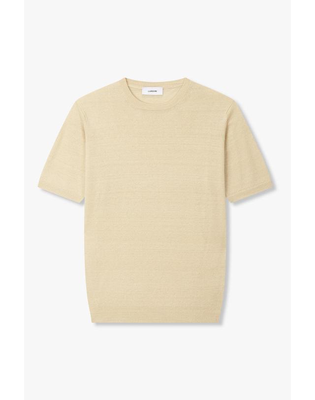 라르디니 [LARDINI] 린넨 블렌드 숏 슬리브 니트_베이지 1916128128 착용컷