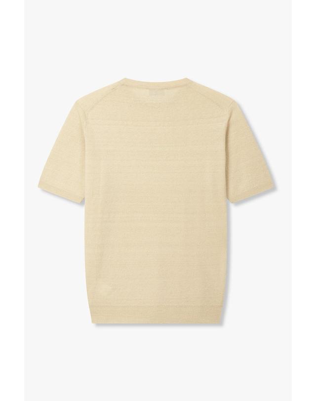 라르디니 [LARDINI] 린넨 블렌드 숏 슬리브 니트_베이지 1916128128 착용컷