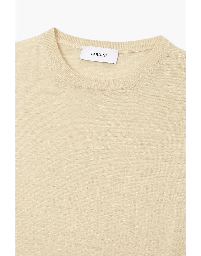 라르디니 [LARDINI] 린넨 블렌드 숏 슬리브 니트_베이지 1916128128 착용컷