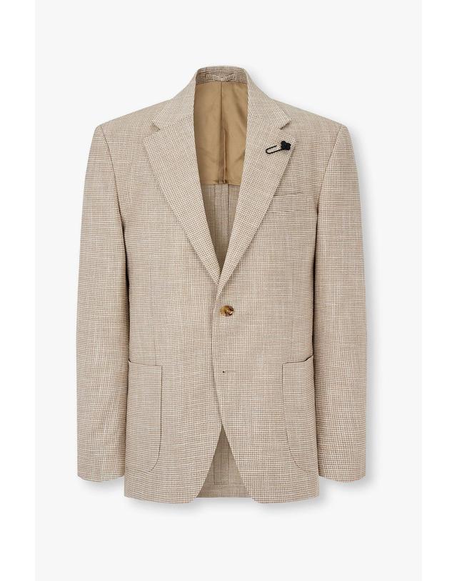 라르디니 [LARDINI] 울 블렌드 마이크로 체크 자켓_베이지 1916102207 착용컷