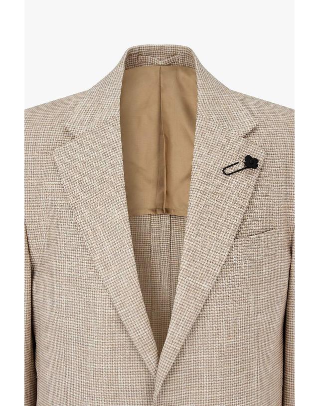 라르디니 [LARDINI] 울 블렌드 마이크로 체크 자켓_베이지 1916102207 착용컷