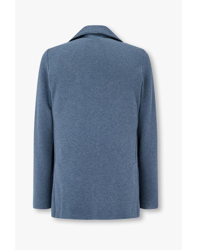 라르디니 [LARDINI] 멜란지 솔리드 니트 자켓_블루 1916128107 착용컷