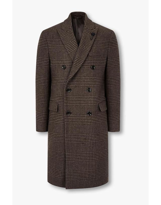 라르디니 [LARDINI] 체크 클래식 더블 코트_브라운 1936308104 착용컷
