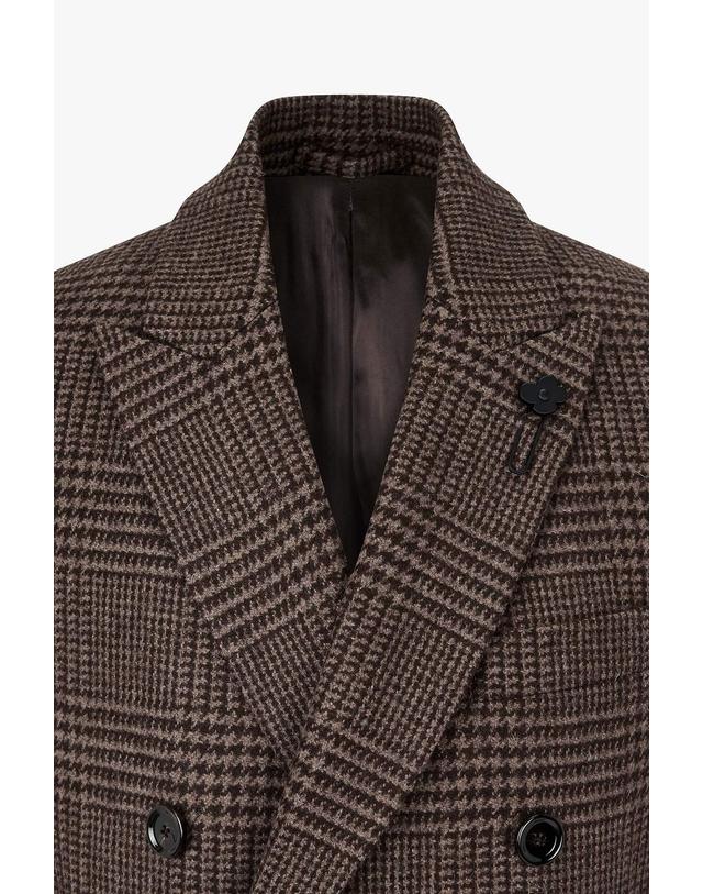 라르디니 [LARDINI] 체크 클래식 더블 코트_브라운 1936308104 착용컷