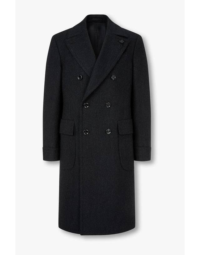 라르디니 [LARDINI] 헤링본 더블 폴로 코트_챠콜 1936308111 착용컷