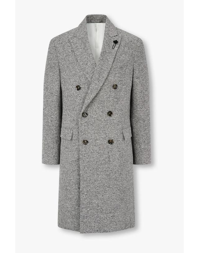 라르디니 [LARDINI] 헤링본 클래식 더블 코트_그레이 1936308105 착용컷