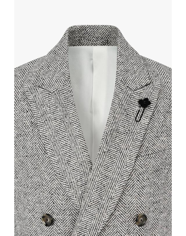 라르디니 [LARDINI] 헤링본 클래식 더블 코트_그레이 1936308105 착용컷