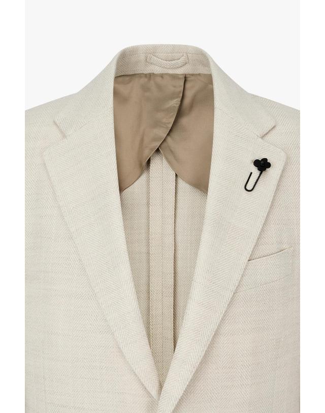 라르디니 [LARDINI] 헤링본 소프트 싱글 자켓 _아이보리 1936302105 착용컷