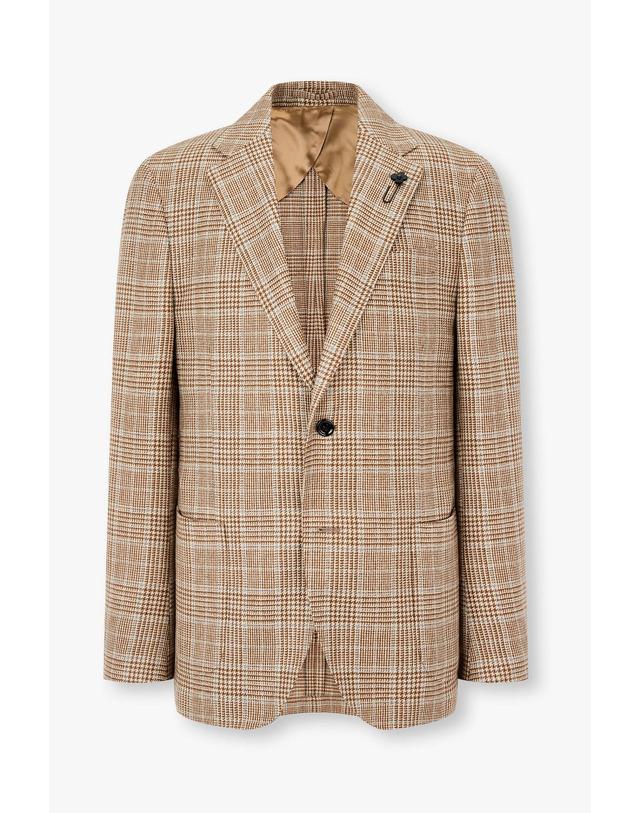 라르디니 [LARDINI] 글렌 체크 캐시미어 자켓 _카멜 1936302203 착용컷